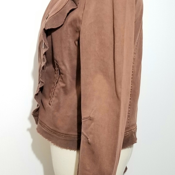 American Rag Brown Asymmetrical Convertible Front Drape Raw Edge Jacket, Medium - Picture 5 of 14